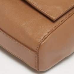 مملوكة مسبقًا حقيبة كتف سان لوران كيت متوسطة قابلة للانعكاس جلد بني