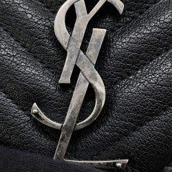 مملوكة مسبقًا حقيبة سان لوران باريس كوليج سلسلتين كتف جلد أسود