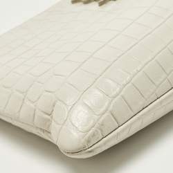 Pre Owned حقيبة كلتش سويتش سان لوران نقش جلد تمساح أبيض