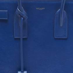 Pre Owned حقيبة يد سان لوران ساك دو جور جلد محبب أحمر كلاسيك كبيرة