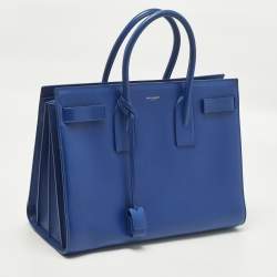 Pre Owned حقيبة يد سان لوران ساك دو جور جلد محبب أحمر كلاسيك كبيرة