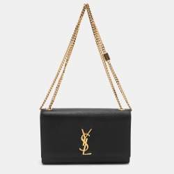 مملوكة مسبقًا Saint Laurent Kate Medium Black Leather Shoulder Bag