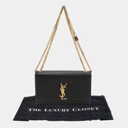 مملوكة مسبقًا Saint Laurent Kate Medium Black Leather Shoulder Bag