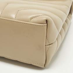 Pre Owned Saint Laurent Loulou Small Beige Matelassé Leather Shoulder Bag