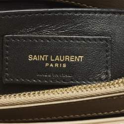 Pre Owned Saint Laurent Loulou Small Beige Matelassé Leather Shoulder Bag