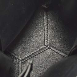 Pre Owned Saint Laurent Emmanuelle Studded Fringe Black Leather Bucket Bag