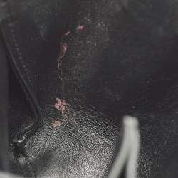 Pre Owned Saint Laurent Emmanuelle Studded Fringe Black Leather Bucket Bag