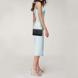 مملوكة مسبقًا Saint Laurent Uptown Black Leather Wallet On Chain