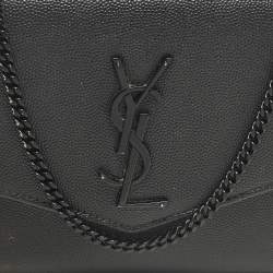 مملوكة مسبقًا Saint Laurent Uptown Black Leather Wallet On Chain