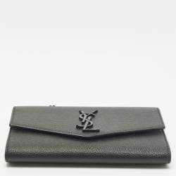 مملوكة مسبقًا Saint Laurent Uptown Black Leather Wallet On Chain