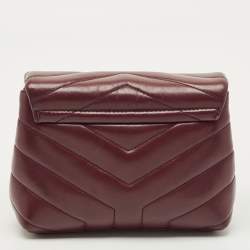 مملوكة مسبقًا حقيبة كتف سان لوران لولو صغيرة جلد مبطن بورجوندي