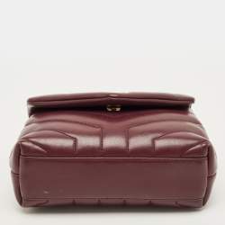 مملوكة مسبقًا حقيبة كتف سان لوران لولو صغيرة جلد مبطن بورجوندي