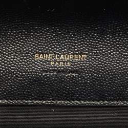 Pre Owned حقيبة كلتش سان لوران كاساندر جلد مبطن أسود برسالة ظرف