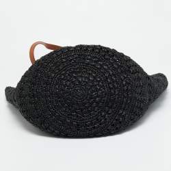 مملوكة مسبقًا Saint Laurent Panier Black Crochet Raffia Tote
