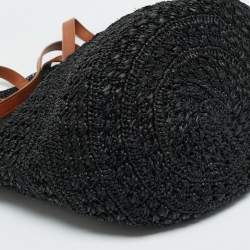 مملوكة مسبقًا Saint Laurent Panier Black Crochet Raffia Tote