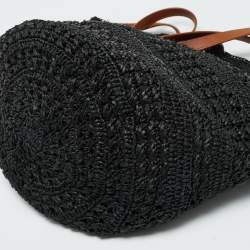 مملوكة مسبقًا Saint Laurent Panier Black Crochet Raffia Tote