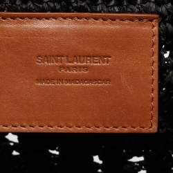 مملوكة مسبقًا Saint Laurent Panier Black Crochet Raffia Tote