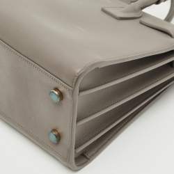 Pre Owned Saint Laurent Classic Sac De Jour Baby Grey Leather Tote