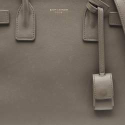 Pre Owned Saint Laurent Classic Sac De Jour Baby Grey Leather Tote