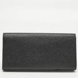 مملوكة مسبقًا Saint Laurent Monogram Dark Grey Shimmer Leather Clutch