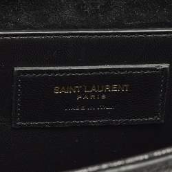 مملوكة مسبقًا Saint Laurent Monogram Dark Grey Shimmer Leather Clutch