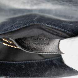 Pre Owned حقيبة سان لوران باريس ساتشيل كوليج شيفرون متوسطة جلد خروف سوداء