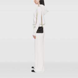 Pre Owned حقيبة سان لوران باريس ساتشيل كوليج شيفرون متوسطة جلد خروف سوداء