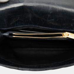 Pre Owned حقيبة سان لوران باريس ساتشيل كوليج شيفرون متوسطة جلد خروف سوداء