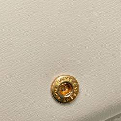 Pre Owned حامل هاتف كاساندرا جلد ناعم أبيض سان لوران باريس