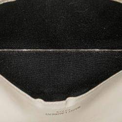 Pre Owned حامل هاتف كاساندرا جلد ناعم أبيض سان لوران باريس