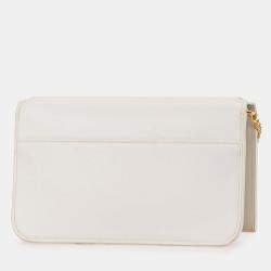 Pre Owned حامل هاتف كاساندرا جلد ناعم أبيض سان لوران باريس