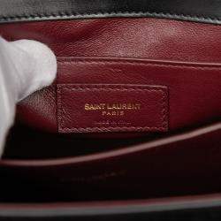 مملوكة مسبقًا Saint Laurent Paris Black Medium Calfskin and Suede Classic Monogram Cassandra Top Handle Bag