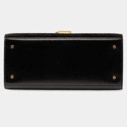 مملوكة مسبقًا Saint Laurent Paris Black Medium Calfskin and Suede Classic Monogram Cassandra Top Handle Bag