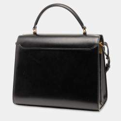 مملوكة مسبقًا Saint Laurent Paris Black Medium Calfskin and Suede Classic Monogram Cassandra Top Handle Bag