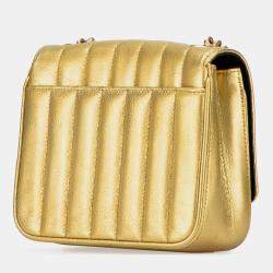 Pre Owned حقيبة سلسلة سان لوران باريس فيكي مونوجرام غراين دي بودر ميتالك صغيرة ذهبية