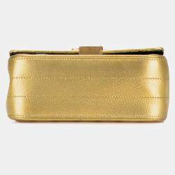 Pre Owned حقيبة سلسلة سان لوران باريس فيكي مونوجرام غراين دي بودر ميتالك صغيرة ذهبية