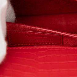 مملوكة مسبقًا حقيبة سان لوران باريس مونوغرام صن ست منقوشة متوسط الحجم حمراء