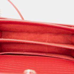 مملوكة مسبقًا حقيبة سان لوران باريس مونوغرام صن ست منقوشة متوسط الحجم حمراء