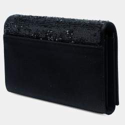 Pre Owned Saint Laurent Paris Black Sequin Monogram Kate Wallet on Chain
