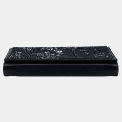 Pre Owned Saint Laurent Paris Black Sequin Monogram Kate Wallet on Chain