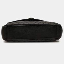 Pre Owned حقيبة كلية سان لوران باريس شيبسيكين شفرون كبيرة أسود مونوغرام