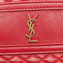 مملوكة مسبقًا حقيبة كاميرا سان لوران فيكتوار جلد خروف مبطن أحمر