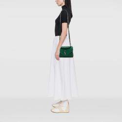 Pre Owned حقيبة سان لوران باريس كولدج متوسطة جلد خراف مبطنة شيفرون خضراء