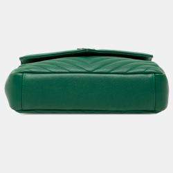 Pre Owned حقيبة سان لوران باريس كولدج متوسطة جلد خراف مبطنة شيفرون خضراء