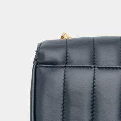 مملوكة مسبقًا Saint Laurent Paris Blue Medium Lambskin Monogram Vicky Chain Bag