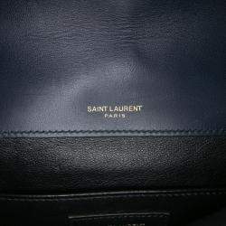 Pre Owned Saint Laurent Paris Blue Medium Lambskin Monogram Vicky Chain Bag