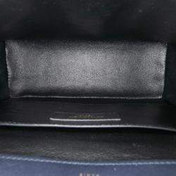 Pre Owned Saint Laurent Paris Blue Medium Lambskin Monogram Vicky Chain Bag