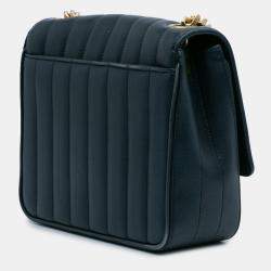 Pre Owned Saint Laurent Paris Blue Medium Lambskin Monogram Vicky Chain Bag