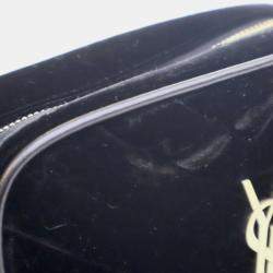 Pre Owned Saint Laurent Paris Black Mini Velvet Monogram Lou Camera Belt Bag