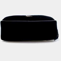 Pre Owned Saint Laurent Paris Black Mini Velvet Monogram Lou Camera Belt Bag